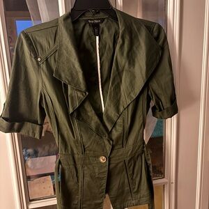 White House Black Market Olive Green Short Sleeve Utility Jacket